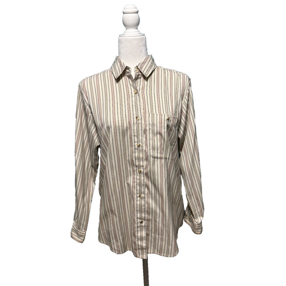 Vintage L.L. Bean Womens 1 0Striped Button Up Shirt Classic Casual Quiet Luxury - Picture 1 of 7